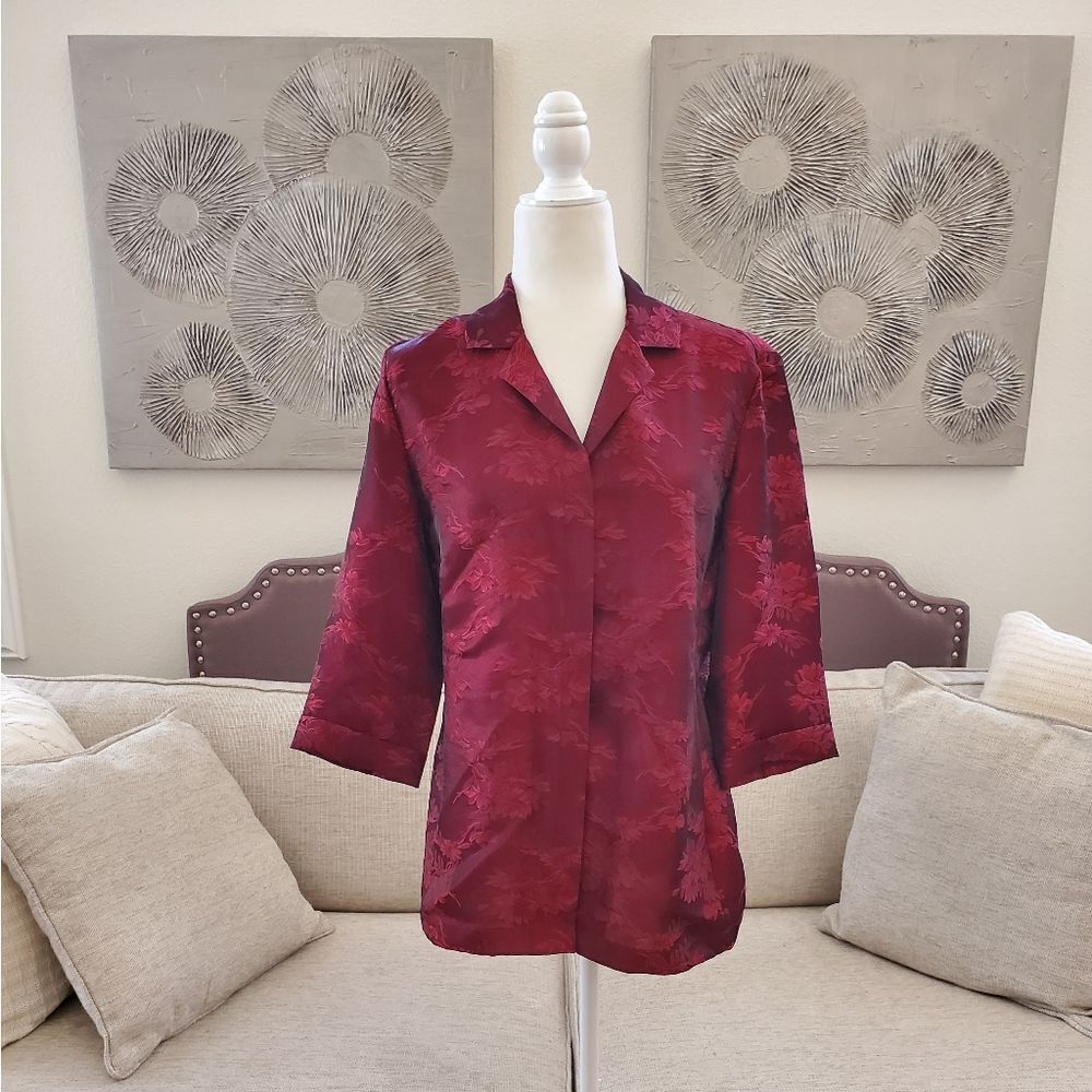 Chico's Design Silk Blend Button Down Shirt Sz Med